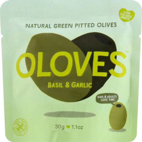 Oloves Pitted Green Olives Basil and Garlic