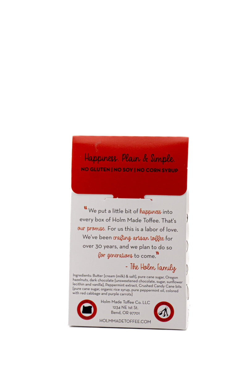 Holm Made Toffee Co. Candy Cane Oregon Hazelnut Toffee