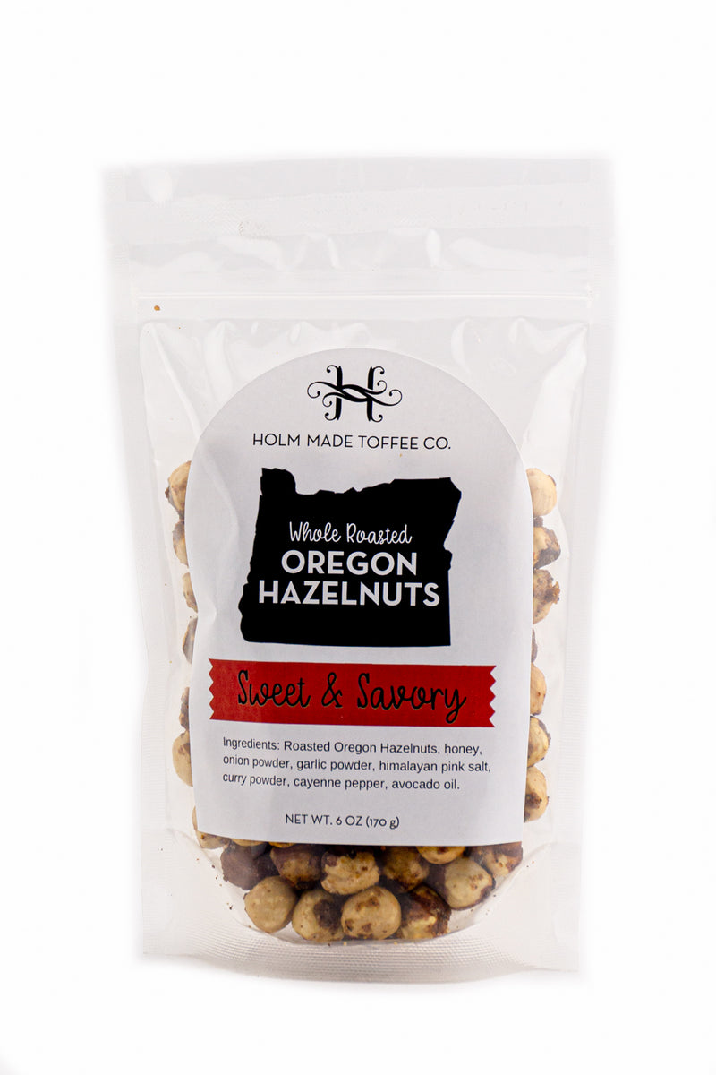 Holm Made Toffee Co. Sweet & Savory Whole Roasted Oregon Hazelnuts