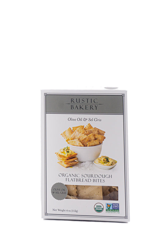 Rustic Bakery Organic Sourdough Flatbread Olive Oil & Sel Gris Bites