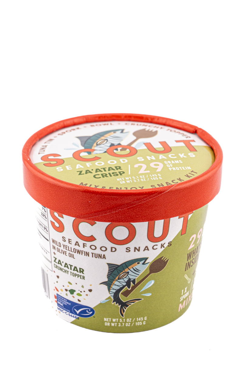 Scout Seafood Snacks Wild Yellowfin Tuna in Olive Oil With Za&